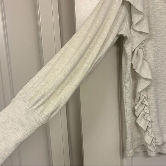 ANTHROPOLOGIE PILCRO Cozy Popover Ruffle Sweater Top Cream Ivory Women’s Small - Picture 5 of 7